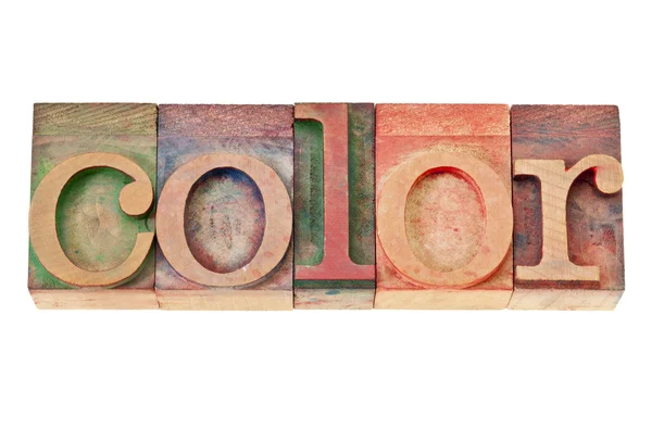 Color word in wood type — Stock Photo, Image