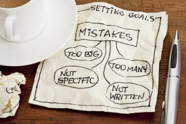 Mistakes in setting goals on napkin clipart