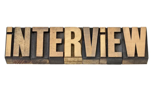 Interview word in wood type — Stock Photo, Image