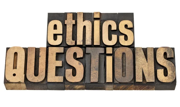Ethics questions in wood type — Stock Photo, Image