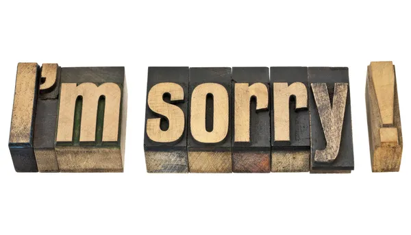 I am sorry in wood type — Stock Photo, Image