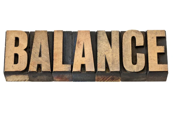Balance word in wood type — Stock Photo, Image