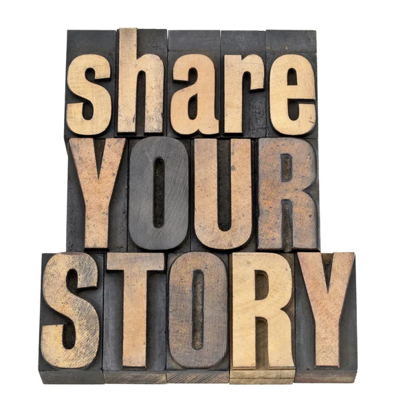 Share your story in wood type — Stock Photo, Image
