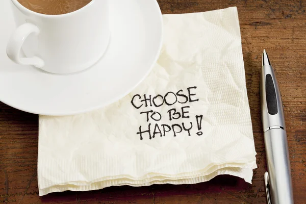 Escolha ser feliz em um guardanapo — Fotografia de Stock