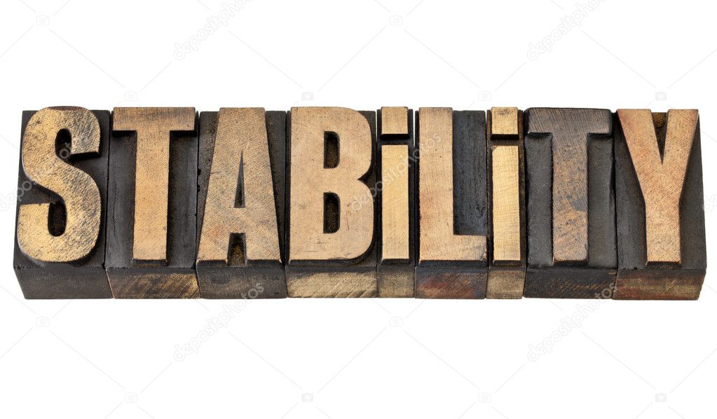 Stability word in letterpress type