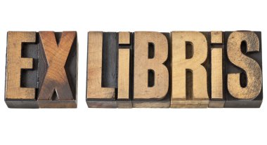 Ex libris in wood type clipart