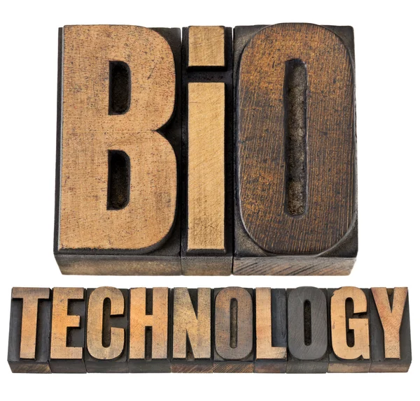 Bio technology in wood type — Stock Photo, Image