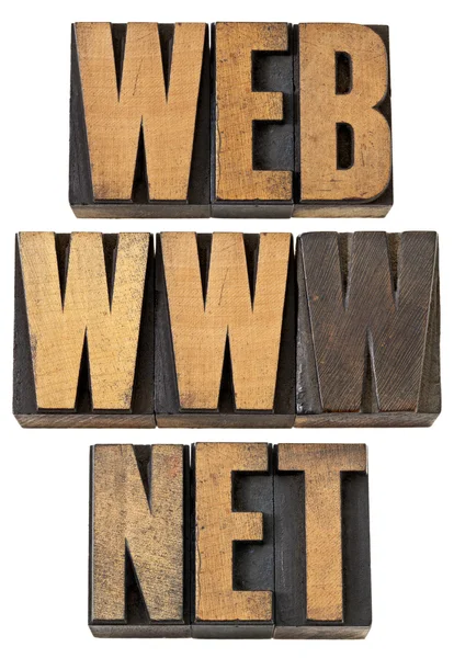 Web, www, netto słowa w rodzaju drewna — Zdjęcie stockowe