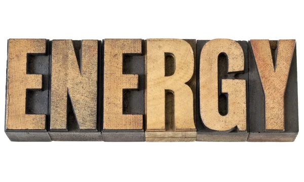 Energie woord in houtsoort — Stockfoto