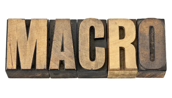 Macro word in wood type — Stock Photo, Image