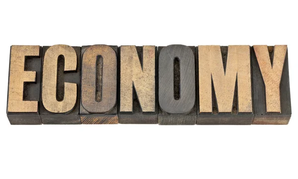 木製のタイプの経済単語 — ストック写真
