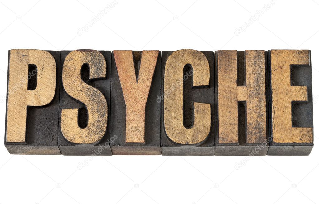 Psyche word in wood type