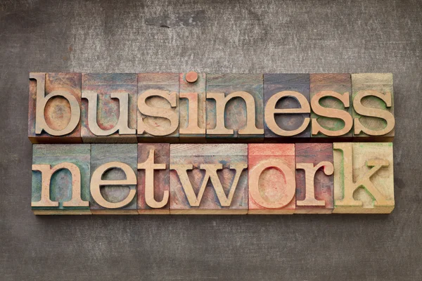 Business network in wood type — Stock Photo, Image
