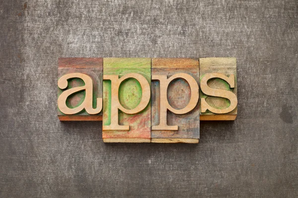 Apps (applications) in wood type — Stock Photo, Image