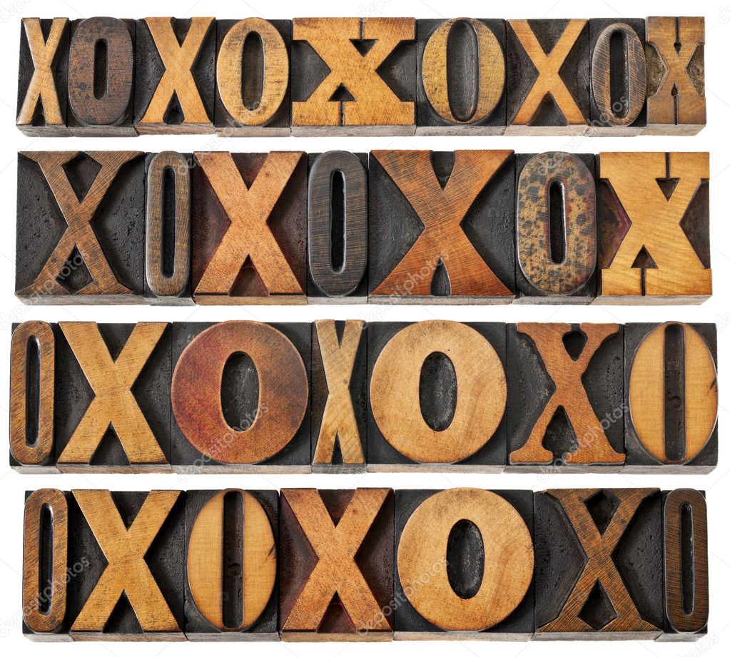 Letters O and X in wood type