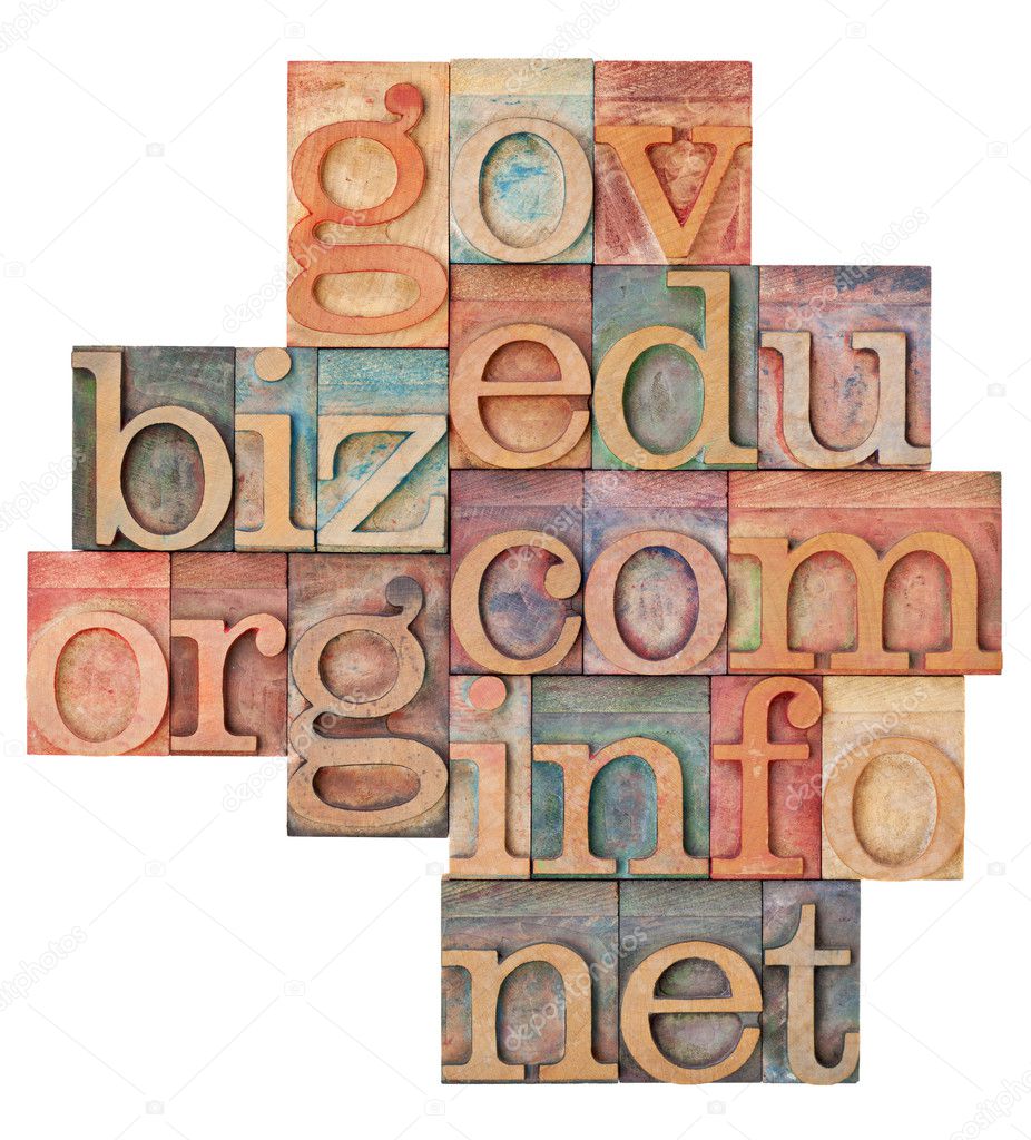 Internet domains in wood type