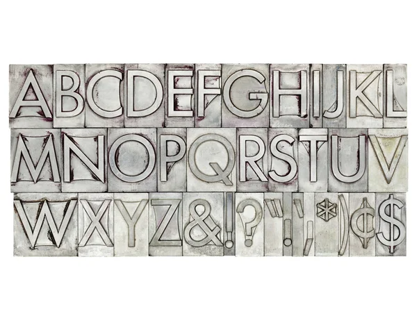 Alphabet in metal type — Stock Photo, Image