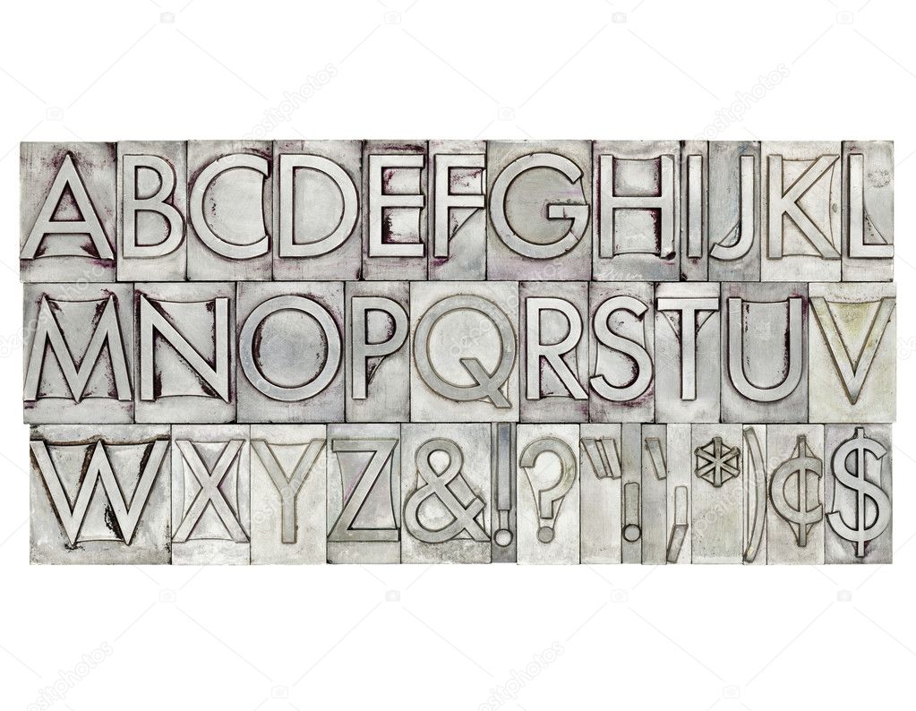 Alphabet in metal type