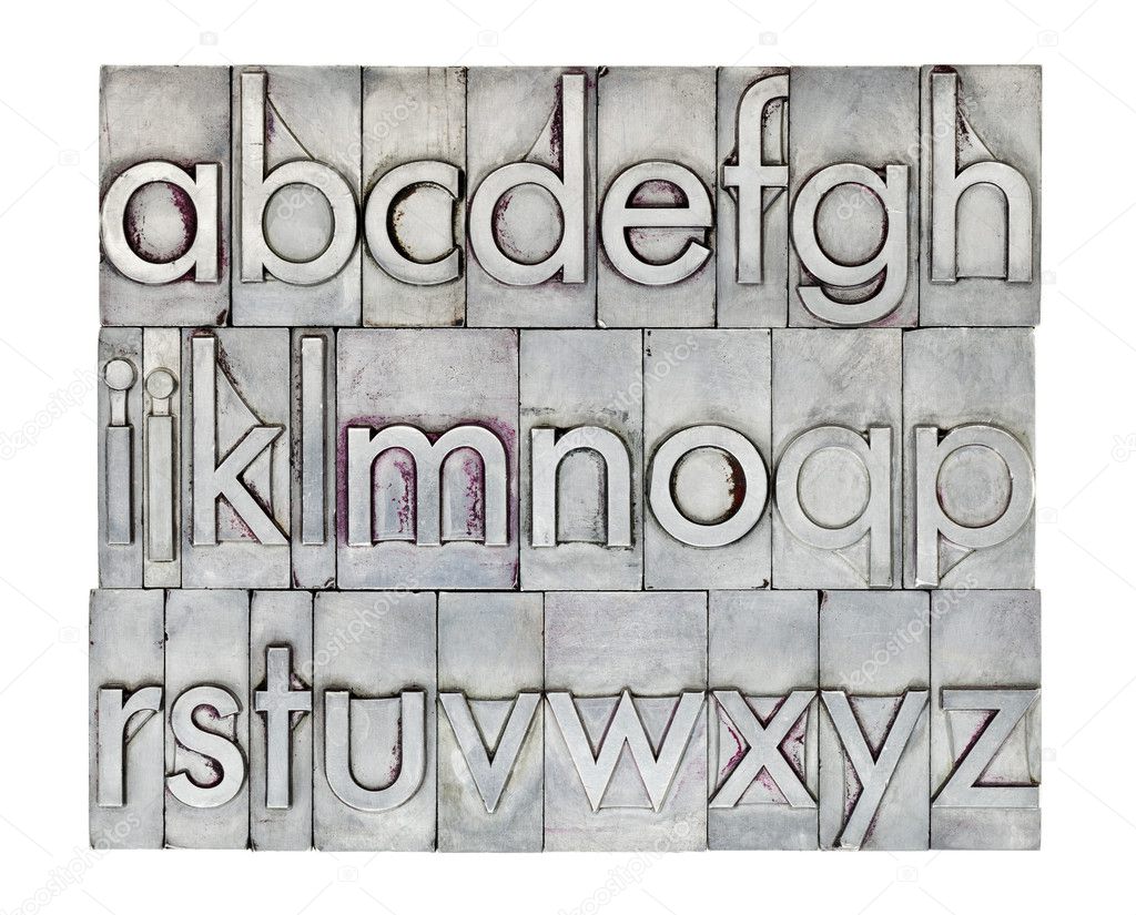 English alphabet in metal type