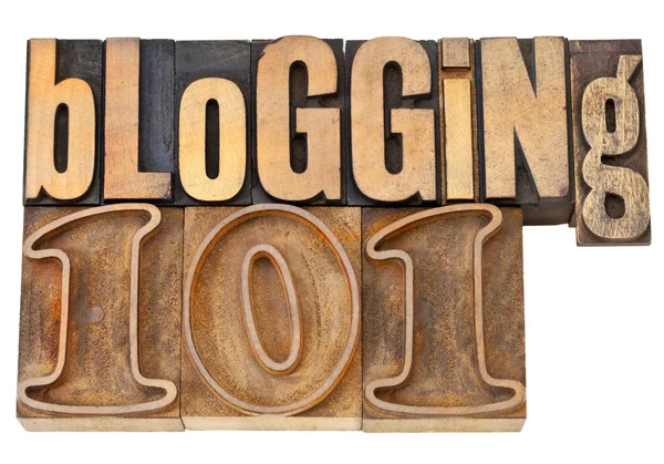 Blogging 101 in wood type — Stock Photo, Image