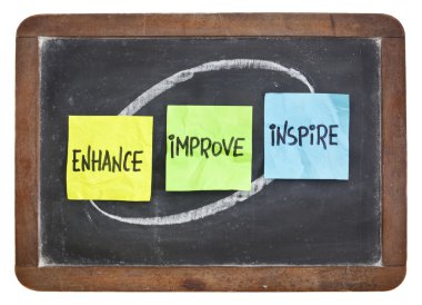 Enhance, improve, inspire on blackboard clipart