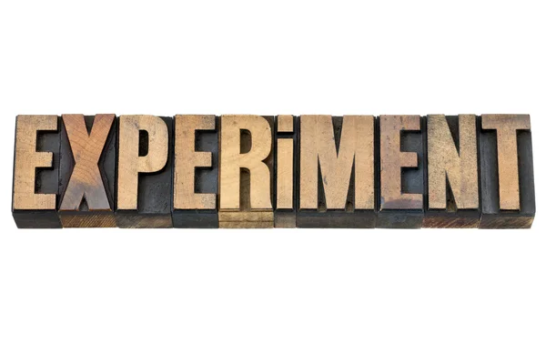 Experiment word in wood type — Stock Photo, Image
