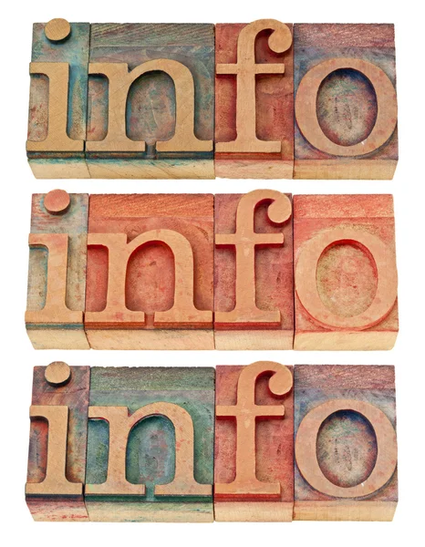 Info word in wood type — Stock Photo, Image