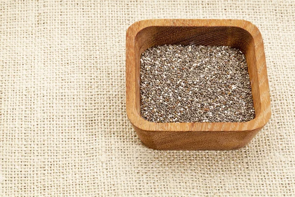 Chia seeds in wood bowl — Stock Photo, Image
