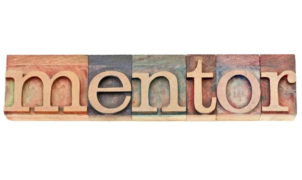Palabra de mentor en tipografía tipo madera —  Fotos de Stock