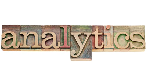 Analytics word in wood type — Stock Photo, Image