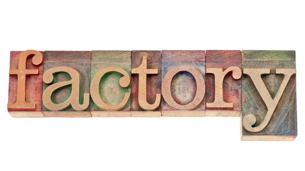 Factory word in wood type — Stock Photo, Image