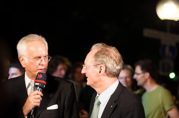 Harald Schmidt entrevista Stuttgart Lord Mayor Wolfgang Schuster — Fotografia de Stock