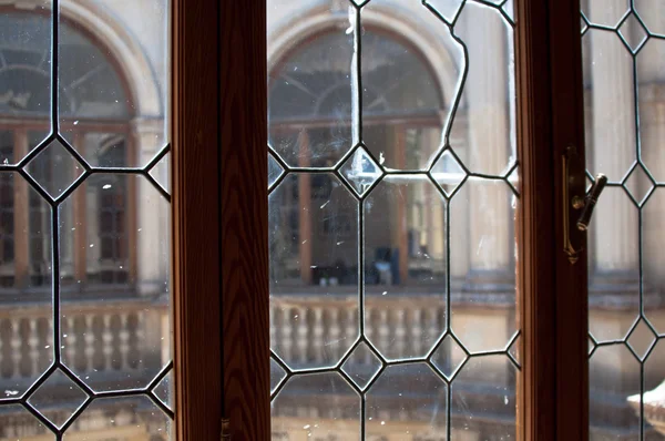 Old lead glass window — Stock Photo, Image