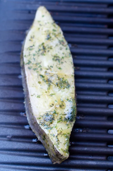 Pisi balığı filetosu Barbekü üzerinde — Stok fotoğraf