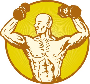 male human anatomy body builder flexing muscle clipart