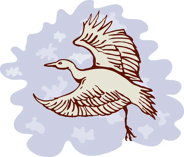Heron crane flyger sidovy — Stock vektor