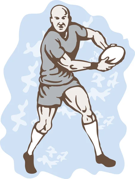Jogador de rugby correndo com bola — Vetor de Stock