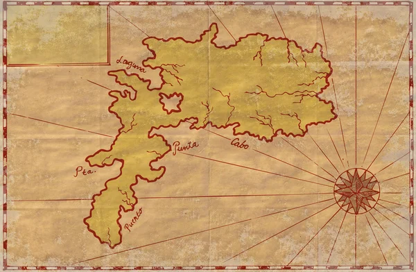 Винтажная карта острова — стоковое фото