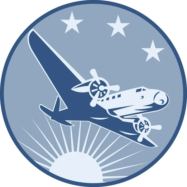 Vintage Propeller Airplane Retro — Stock Vector