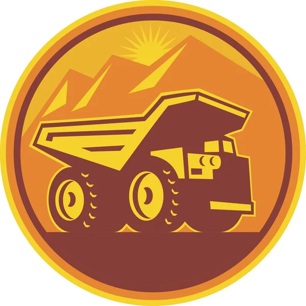 Retro de caminhão de descarga de mineração — Vetor de Stock