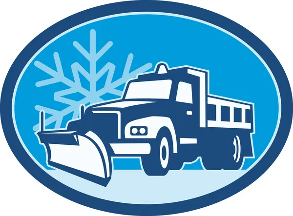 Sneeuw ploegen vrachtwagen retro — Stockvector