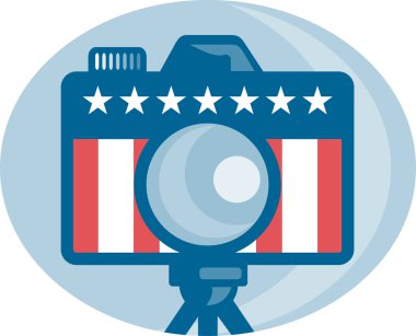 Amerikan dslr kamera yıldızlar ve çizgiler bayrağı