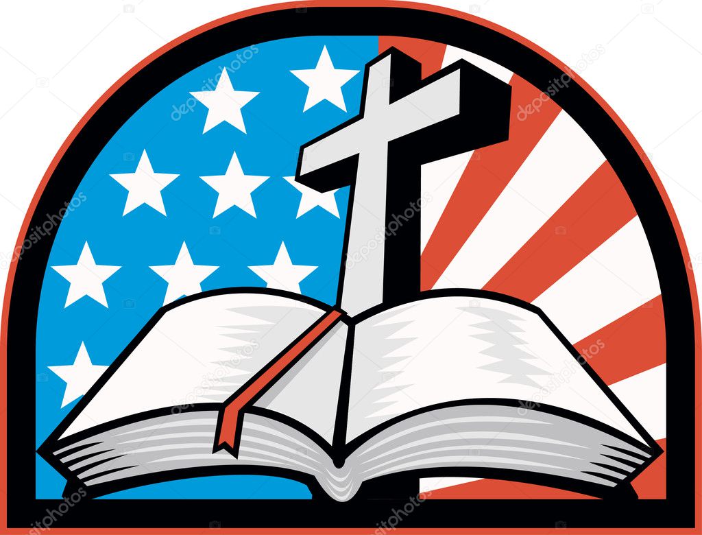 Bible With Cross American Stars Stripes