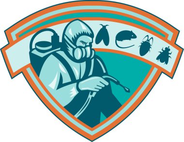 Pest Control Exterminator Worker Shield clipart