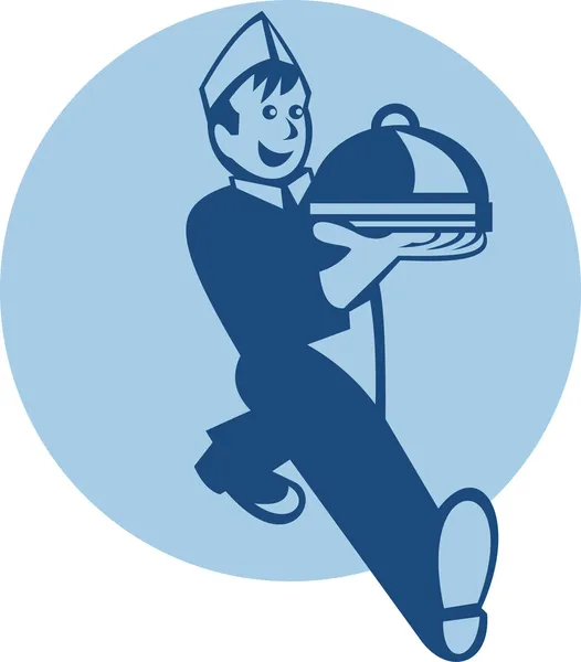 Официант повар пекарь, обслуживающий еду — стоковый вектор