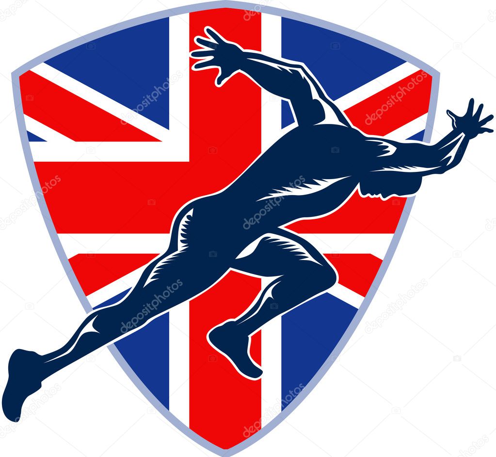 Runner Sprinter Start British Flag Shield