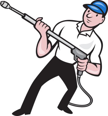 Power Washing Pressure Water Blaster Worker clipart