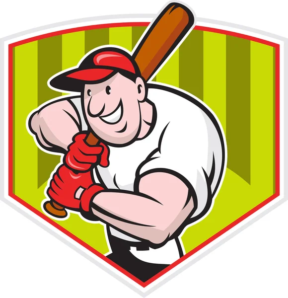 Joueur de baseball Batting Diamond Cartoon — Image vectorielle