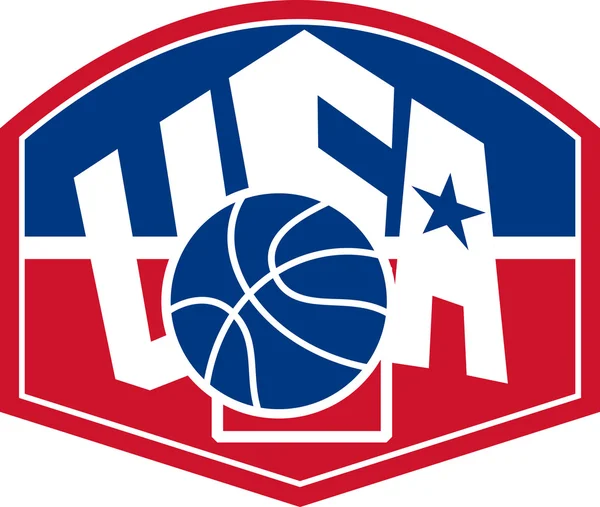 United States USA American Basketball Ball Shield — Stok Vektör