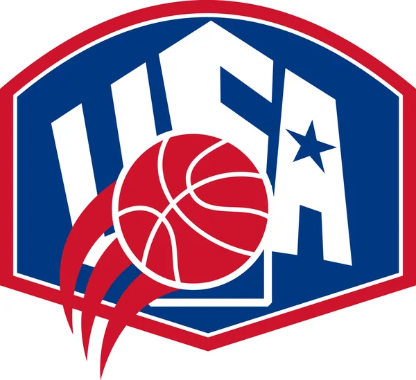 Stati Uniti USA American Basketball Ball Shield — Vettoriale Stock